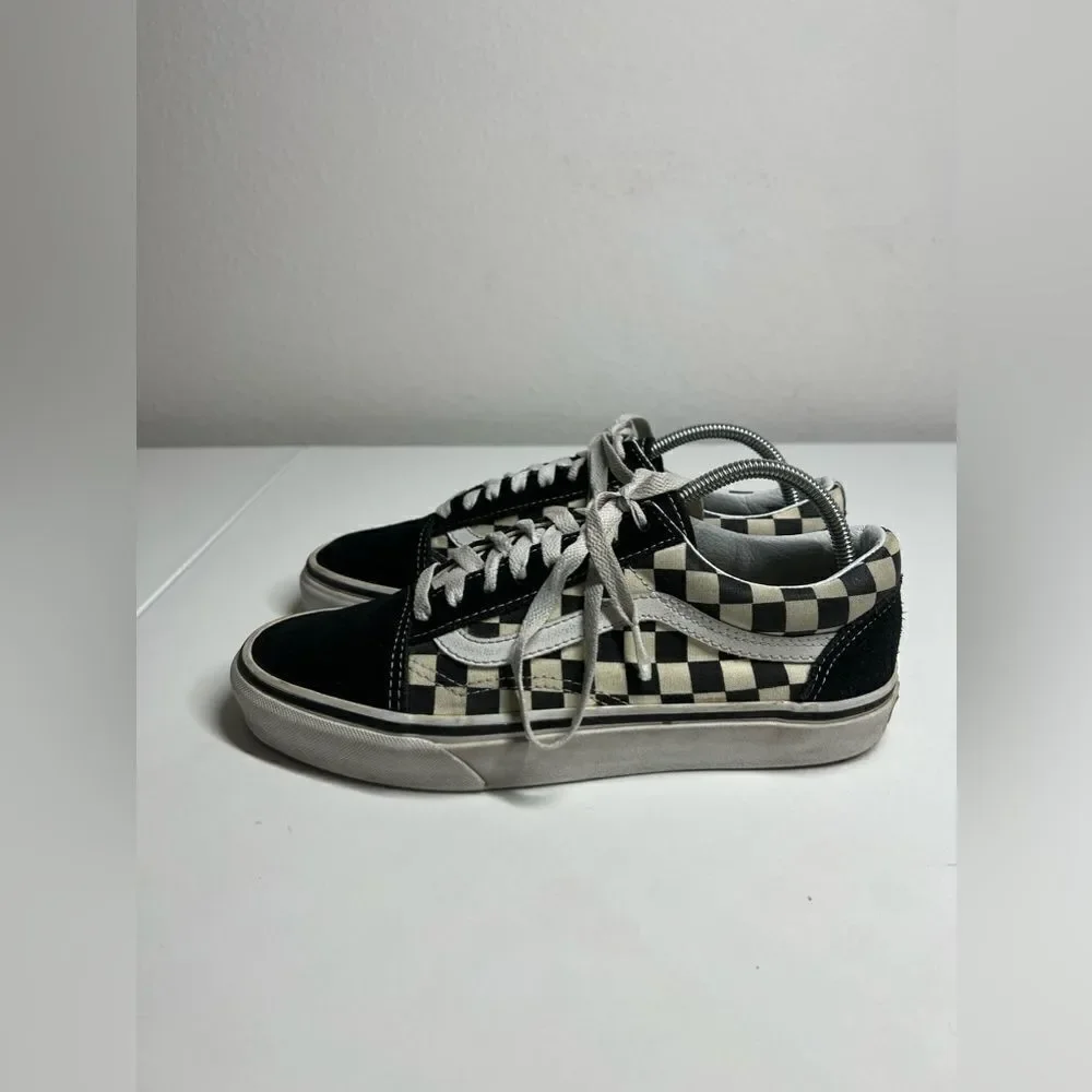 Vans Black & White Checkerboard Low Top Skate Tennis Shoes Size 7 M/ 8,5 W